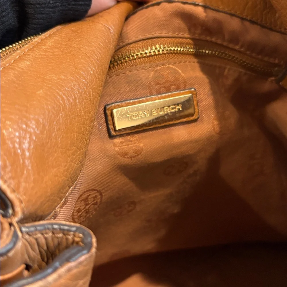 Tory Burch Cognac Leather Hobo with Braided Handle and Tassel